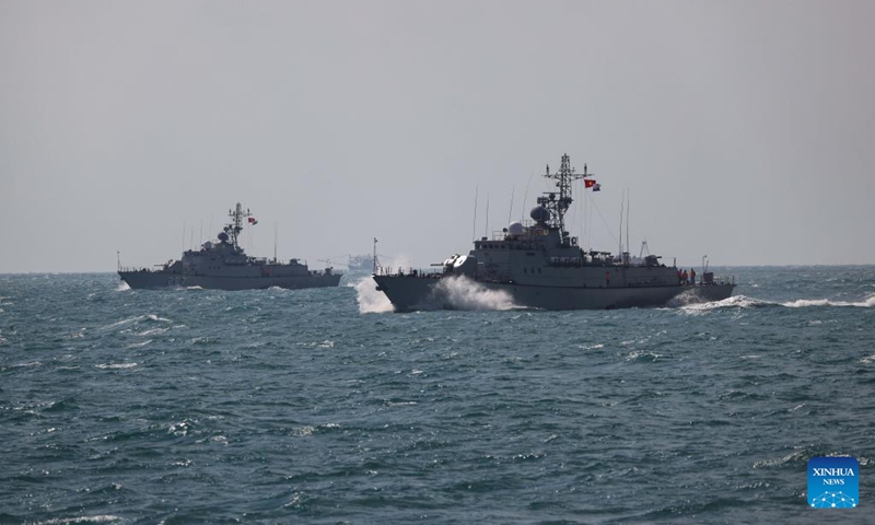 Vessels from Vietnamese navy are pictured during a two-day joint patrol with Chinese navy in the Beibu Gulf, Dec. 3, 2024. Two fleets from the Chinese and Vietnamese navies on Wednesday concluded a two-day joint patrol in the Beibu Gulf. Involving four vessels and covering over 200 nautical miles, the patrol saw the fleets enhance information exchange and data sharing by notifying each other about issues related to hydrometeorology and their surroundings, courses and speeds. Photo: Xinhua