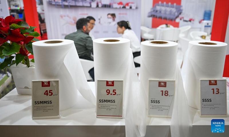 This photo taken on Dec. 4, 2024 shows exhibits at China Plastics Industry (Türkiye) Brand Exhibition in Istanbul, Türkiye. The four-day-long exhibition opened here on Wednesday and is held in parallel with the Plast Eurasia Istanbul 2024. Photo: Xinhua