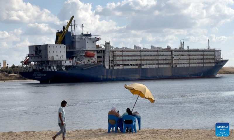 A ship sails on the Suez Canal in Ismailia Governorate, Egypt, Dec. 5, 2024. Photo: Xinhua