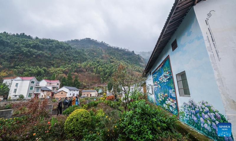 This photo taken on Dec. 6, 2024 shows a view of the Changling Village of Jiande City in east China's Zhejiang Province. An art exhibition, presenting more than 50 rural-themed watercolor paintings, opened in Changling Village on Friday. (Photo: Xinhua)