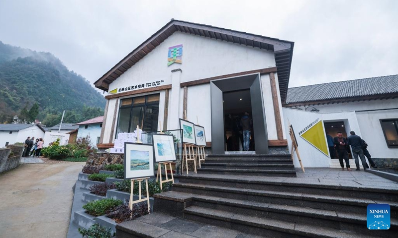 This photo taken on Dec. 6, 2024 shows a view of the Changling Hill art space in Changling Village of Jiande City in east China's Zhejiang Province. An art exhibition, presenting more than 50 rural-themed watercolor paintings, opened in Changling Village on Friday. (Photo: Xinhua)