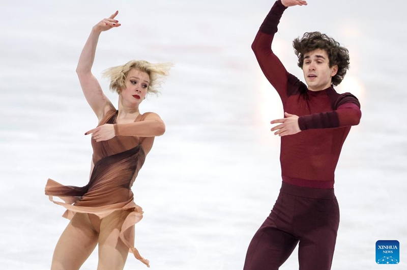 Elizabeth Tkachenko (L)/Alexei Kiliakov of Israel perform during the ice dance free dance at the ISU CS Golden Spin of Zagreb 2024 in Zagreb, Croatia, Dec. 6, 2024. Photo: Xinhua