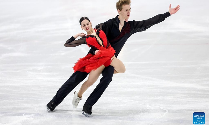 Shira Ichilov (L)/Dmytriy Kravchenko of Israel perform during the ice dance free dance at the ISU CS Golden Spin of Zagreb 2024 in Zagreb, Croatia, Dec. 6, 2024. Photo: Xinhua