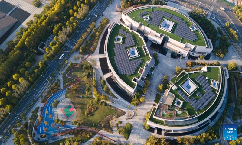 An aerial drone photo taken on Oct. 30, 2024 shows the Anhui Innovation Center in Hefei, east China's Anhui Province. (Photo: Xinhua)