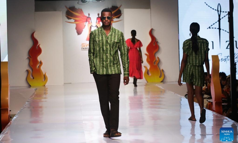 Models present creations during the 17th Swahili Fashion Week in Dar es Salaam, Tanzania, Dec. 6, 2024. Swahili Fashion Week, the annual fashion event in Africa, kicked off in Tanzania's port city of Dar es Salaam on Friday night. Photo: Xinhua