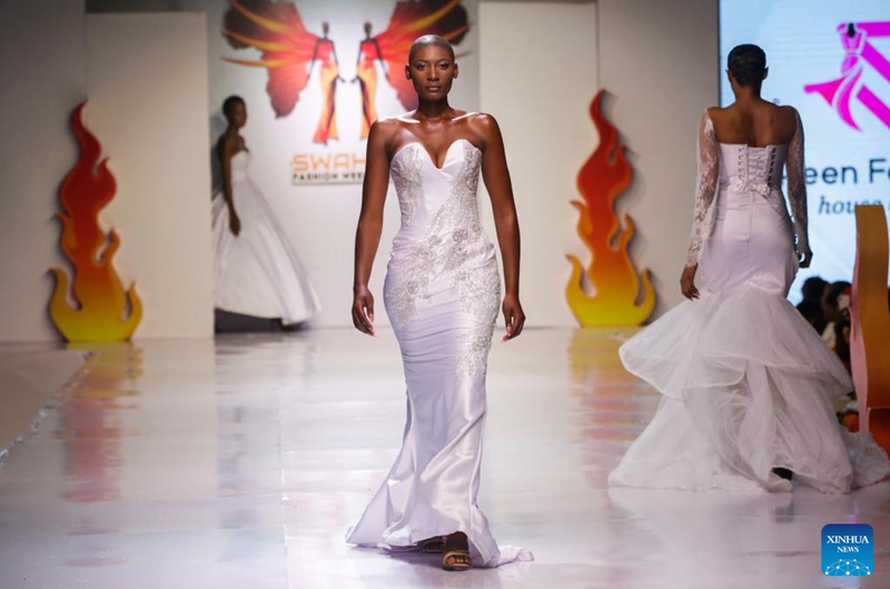 Models present creations during the 17th Swahili Fashion Week in Dar es Salaam, Tanzania, Dec. 6, 2024. Swahili Fashion Week, the annual fashion event in Africa, kicked off in Tanzania's port city of Dar es Salaam on Friday night. Photo: Xinhua