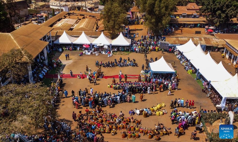 People participate in the Nguon rituals in Foumban, West Region, Cameroon, Dec. 7, 2024. Nguon, rituals of governance and associated expressions in the Bamoun community in Cameroon's West Region, was inscribed on the Representative List of the Intangible Cultural Heritage of Humanity by the UNESCO in 2023. Photo: Xinhua