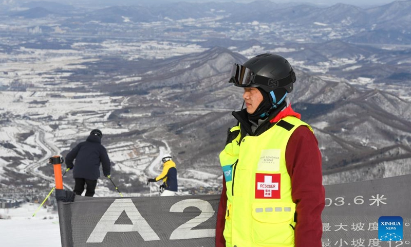 Yao He inspects the condition of ski slopes at Lake Songhua Resort in Jilin City, northeast China's Jilin Province, Dec. 5, 2024. Photo: Xinhua