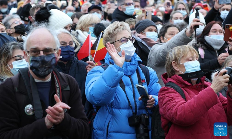 People bid farewell to pandas at Pairi Daiza zoo in Brugelette, Belgium, Dec. 10, 2024. (Photo: Xinhua)