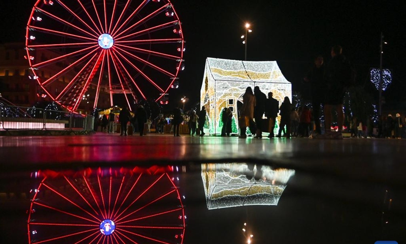 People visit a Christmas fairyland in Valletta, Malta, on Dec. 10, 2024. (Photo: Xinhua)