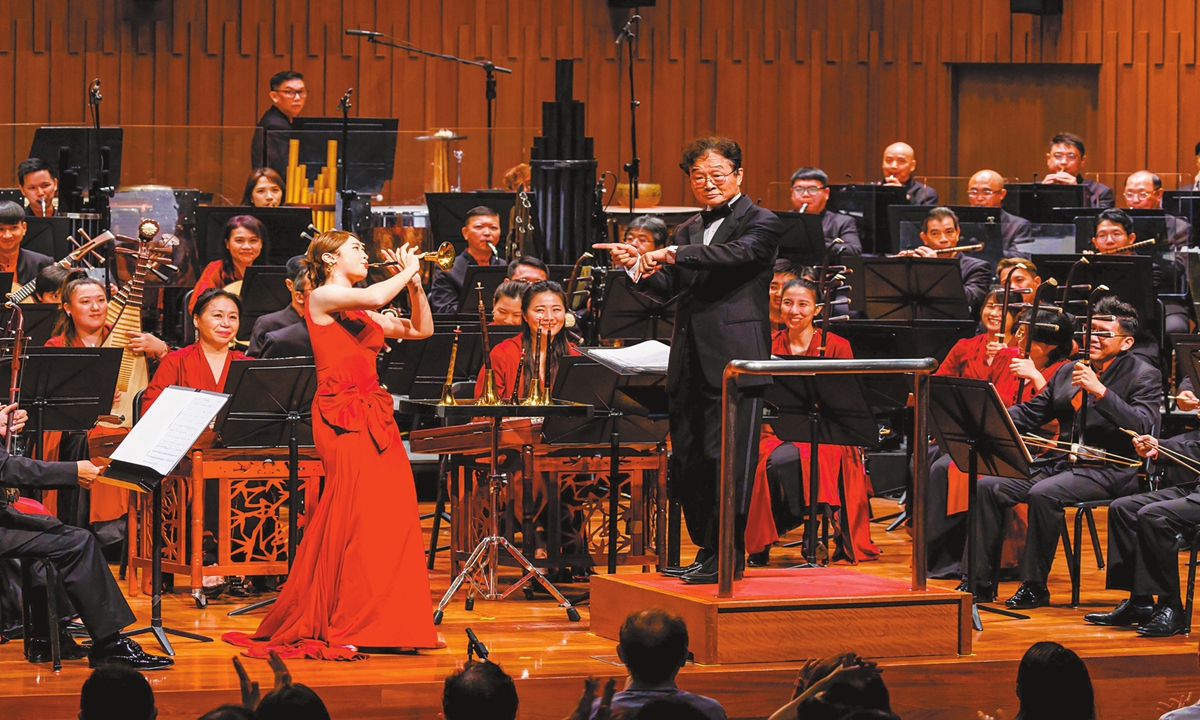 Liu performs suona at the Singapore Chinese Orchestra concert on August 17, 2024. Photo: Courtesy of Liu Wenwen