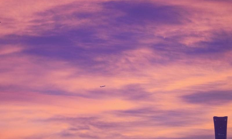 Airplanes fly in the morning light in Beijing, capital of China, Dec. 16, 2024. (Xinhua/Chen Yehua)