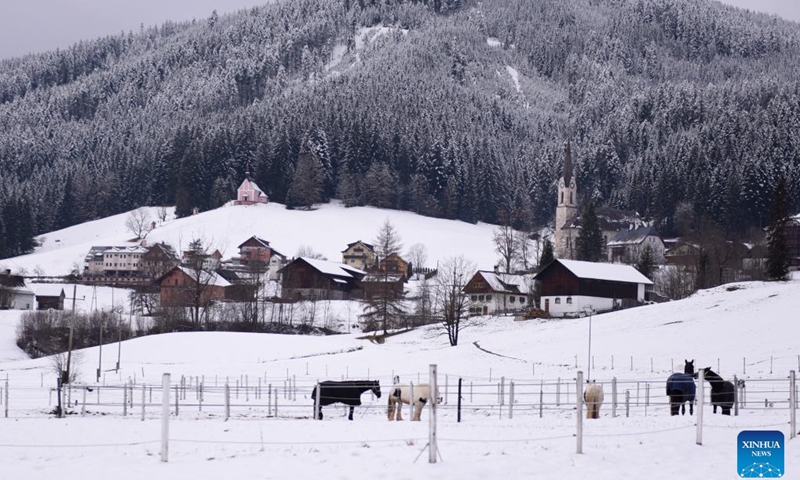 This photo taken on Dec. 11, 2024 shows a winter view of Gosau in Austria. (Photo: Xinhua)