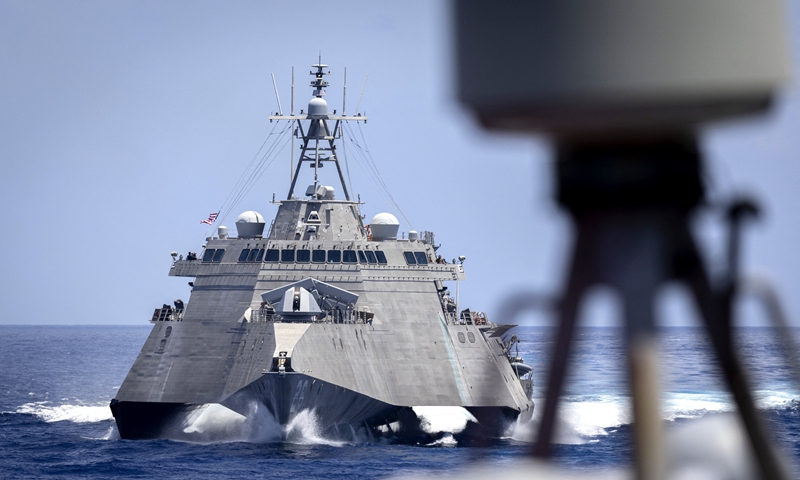 PHILIPPINES-AUSTRALIA-JAPAN-US-MARITIME
A handout photo taken on April 7, 2024 and received from the Australian Department of Defence on April 8 shows the USS Mobile littoral combat ship during a multilateral maritime cooperative activity between Australia, the United States, Japan and the Philippines off the coast within the Philippines Exclusive Economic Zone. Photo: AFP