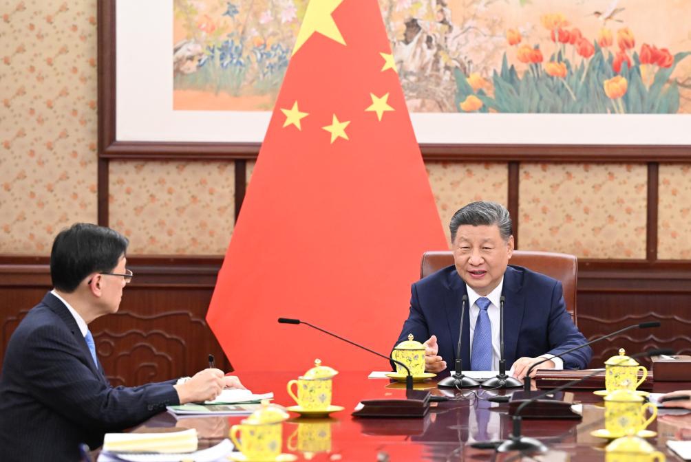 President Xi Jinping meets with Chief Executive of the Hong Kong Special Administrative Region (HKSAR) John Lee, who is on a duty visit to Beijing, capital of China, Dec. 13, 2024. (Photo: Xinhua)