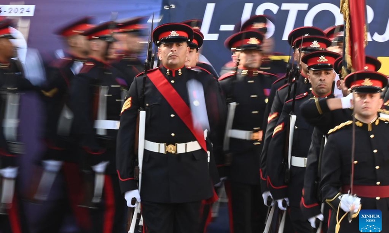 Soldiers of the Armed Forces of Malta attend a ceremonial parade in celebration of the 50th anniversary of the Republic of Malta in Valletta, Malta, on Dec. 13, 2024. (Photo: Xinhua)