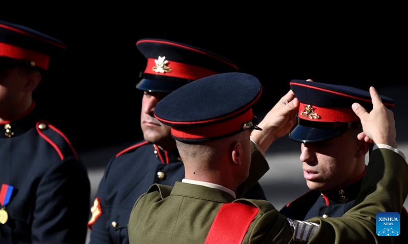 Soldiers of the Armed Forces of Malta attend a ceremonial parade in celebration of the 50th anniversary of the Republic of Malta in Valletta, Malta, on Dec. 13, 2024. (Photo: Xinhua)