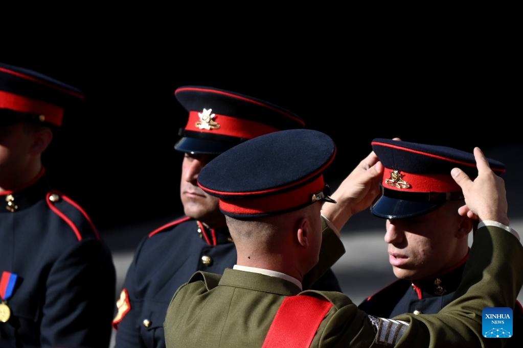 Soldiers of the Armed Forces of Malta attend a ceremonial parade in celebration of the 50th anniversary of the Republic of Malta in Valletta, Malta, on Dec. 13, 2024. (Photo: Xinhua)