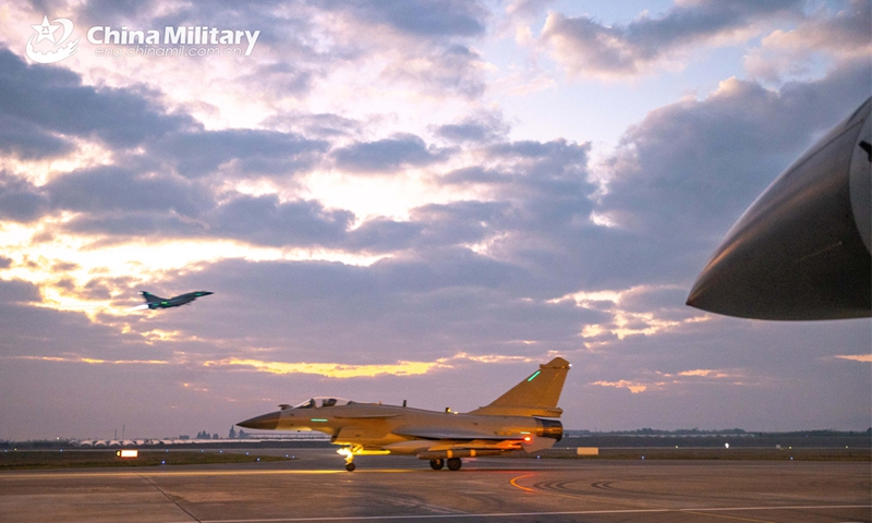 A J-10 multi-role fighter jet attached to an aviation brigade with the air force under the Chinese PLA Southern Theater Command taxies on the runway during a flight training exercise on November 19, 2024. (eng.chinamil.com.cn/Photo by Wang Guoyun)