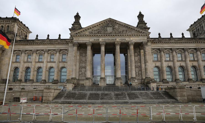 This photo taken on Dec. 16, 2024 shows the German Bundestag in Berlin, Germany. German Chancellor Olaf Scholz lost in a vote of confidence in the Bundestag, the lower house of parliament, on Monday. (Xinhua/Du Zheyu)