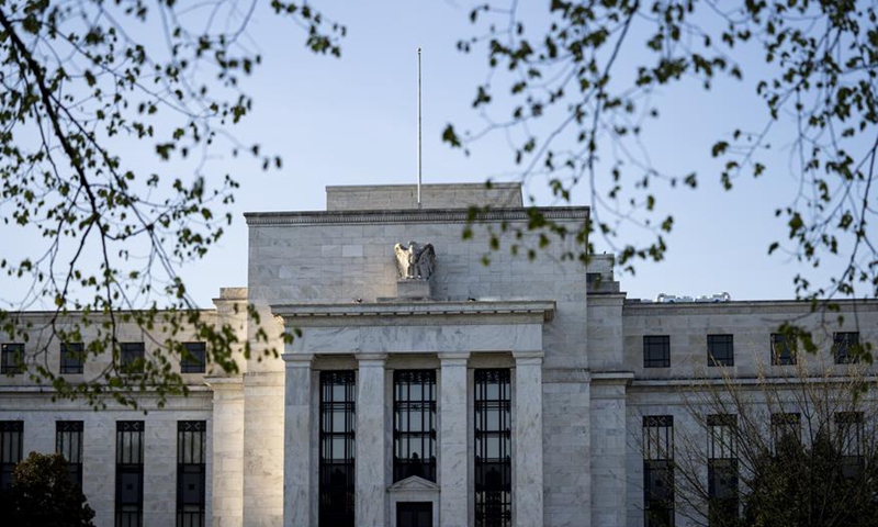 Photo taken on April 20, 2022 shows the U.S. Federal Reserve building in Washington, D.C., the United States. (Xinhua/Liu Jie)