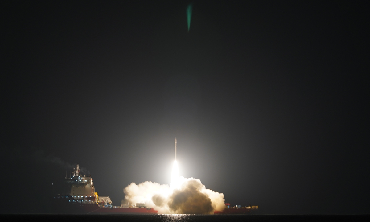 Galactic Energy's Ceres-1 rocket launches at sea area of East China's Shandong Province on December 19, 2024. Photo: Courtesy of Galactic Energy