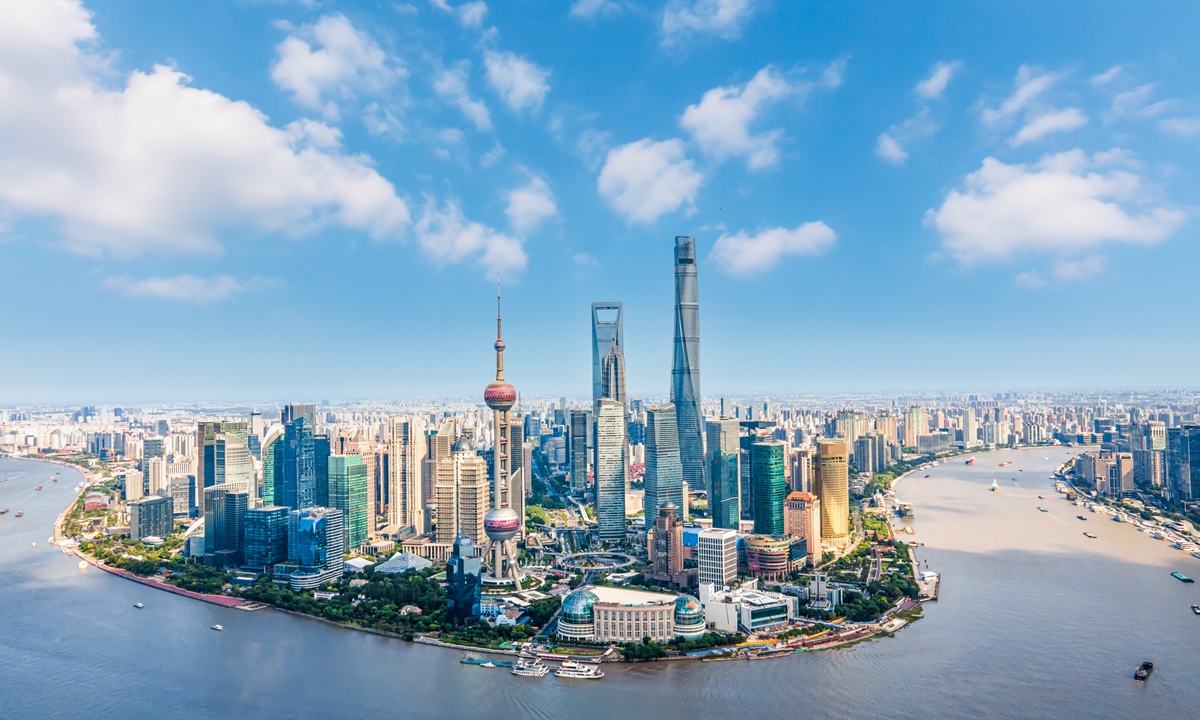 A view of the Lujiazui area in Shanghai Photo: VCG