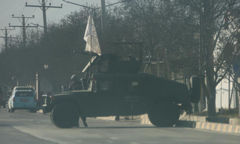 Security personnel guard near an explosion site in Kabul, Afghanistan, Dec. 28, 2024. At least four people sustained injuries in a blast near the Ministry of Interior in Afghanistan's capital Kabul on Saturday morning, a police officer said. The blast occurred in front of Shaikh Zayed Hospital close to the Ministry of Interior in Kabul's Police District 15, Khalid Zadran, spokesman of Kabul police chief, told Xinhua. (Photo By Saifurahman Safi/Xinhua)