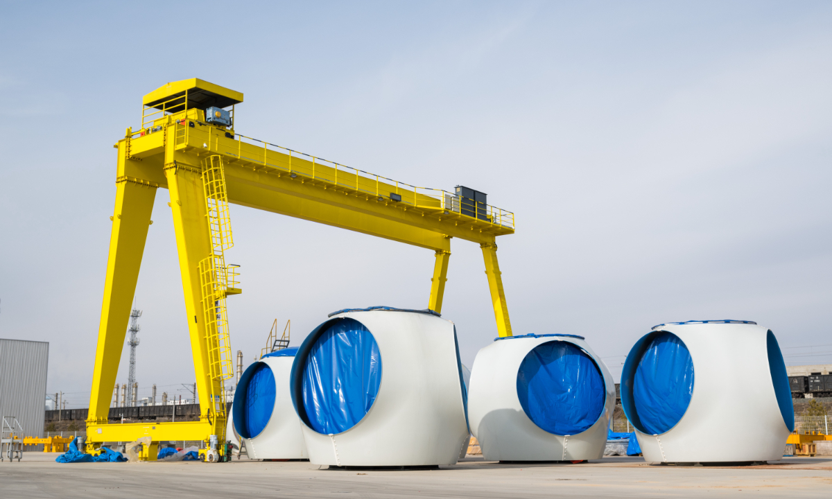 The wind turbine nacelle cover at the energy equipment industrial park of Envision Group, a green technology company based in Yulin, Northwest China’s Shaanxi Province, on December 12 Photo: Chen Tao/GT