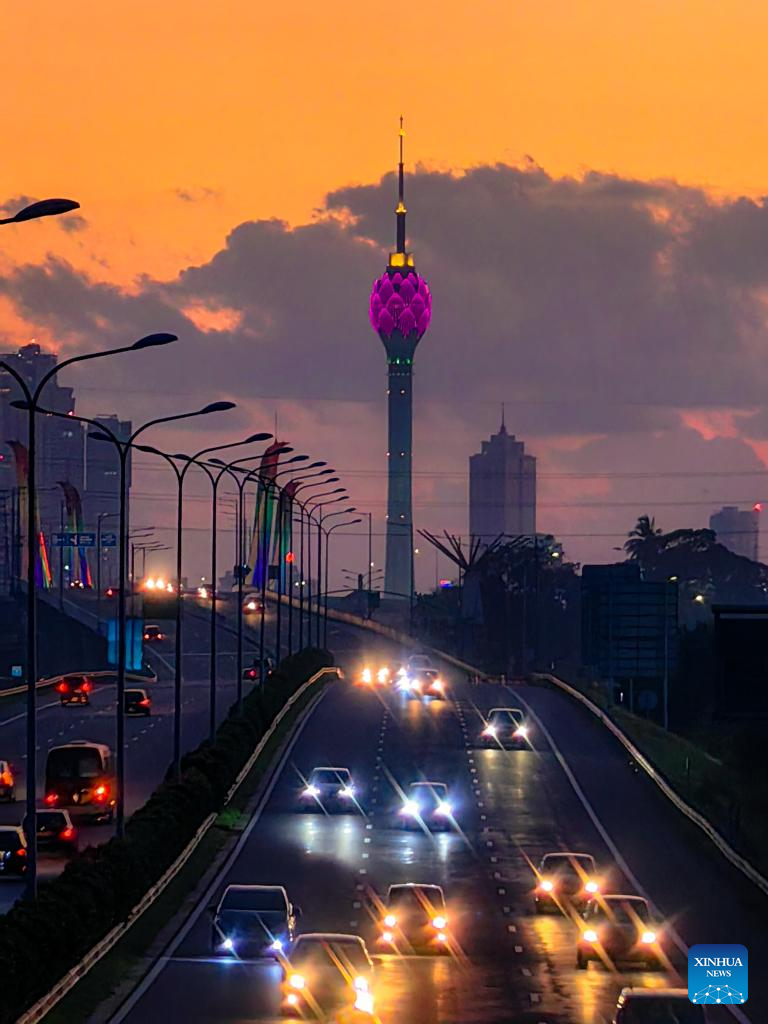 This photo taken with a mobile phone shows a night view in Colombo, Sri Lanka, Dec. 25, 2024. (Photo: Xinhua)