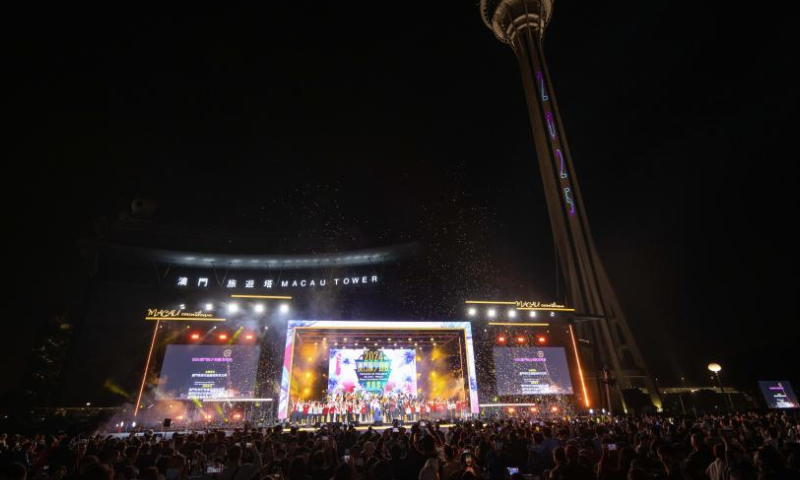 A New Year countdown concert is staged in Macao, south China, Dec. 31, 2024. (Xinhua/Cheong Kam Ka)