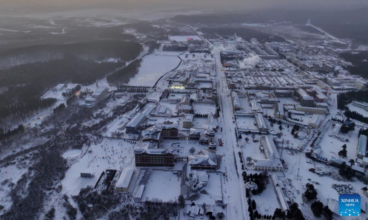 An aerial drone photo taken on Dec. 27, 2024 shows a winter view of the Saihanba National Forest Park in Chengde City, north China's Hebei Province. (Photo: Xinhua)