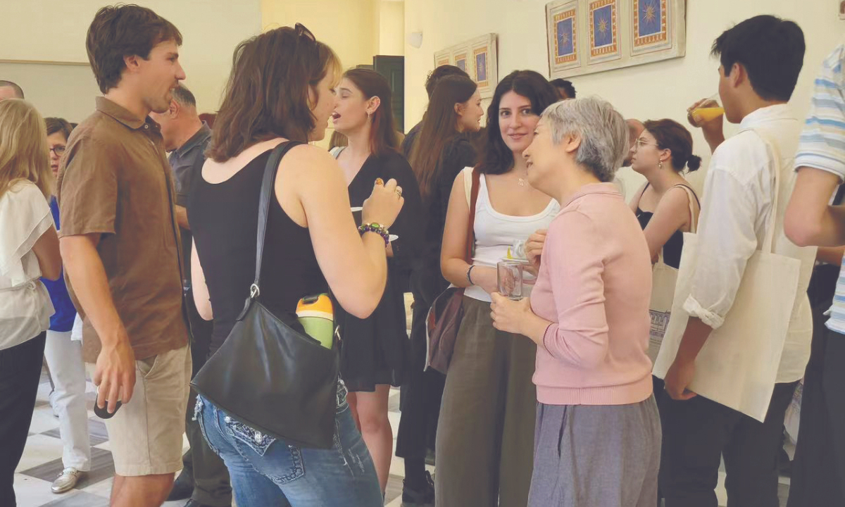 Wang Xiaoxi (second from right), 57, meets her classmates for the first time at orientation at the National and Kapodistrian University of Athens on September 30, 2024. Photo: Courtesy of Wang Xiaoxi 