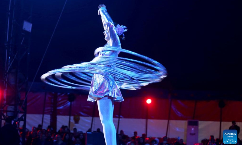 A circus performance is staged in Baghdad, Iraq, on Dec. 25, 2024. (Xinhua/Khalil Dawood)