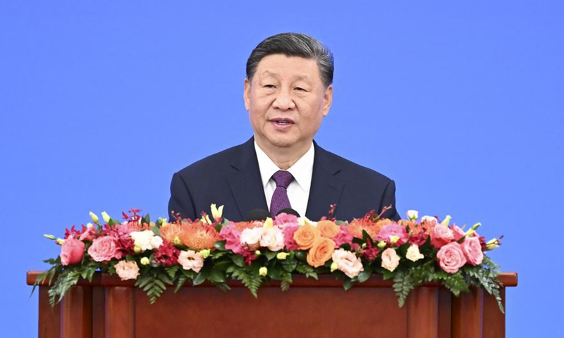 Chinese President Xi Jinping attends the Conference Marking the 70th Anniversary of the Five Principles of Peaceful Coexistence and delivers an important speech titled Carrying Forward the Five Principles of Peaceful Coexistence and Jointly Building a Community with a Shared Future for Mankind at the Great Hall of the People in Beijing, capital of China, June 28, 2024. (Xinhua/Zhang Ling)