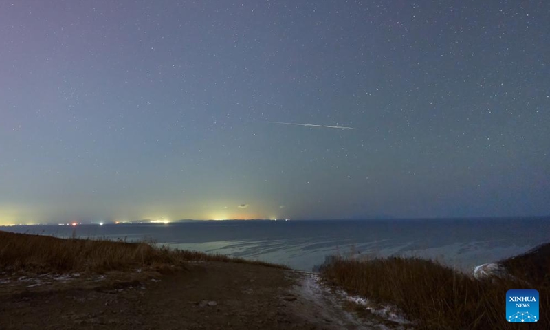 This photo taken on Jan. 4, 2025 shows Quadrantids meteor shower in Vladivostok, Russia. (Photo by Guo Feizhou/Xinhua)