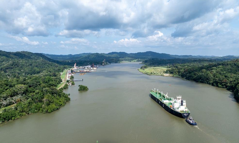 A drone photo shows vessels sailing on the Panama Canal near Panama City, Panama, Aug. 28, 2024. File Photo:Xinhua