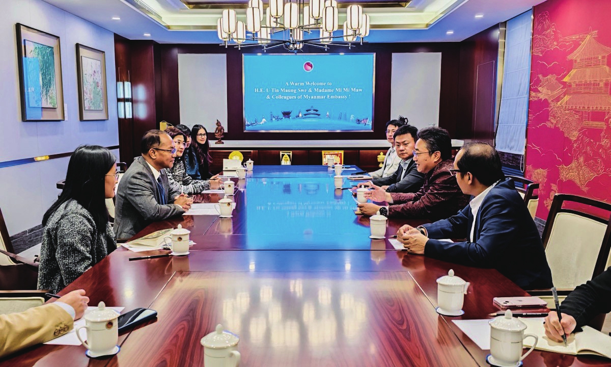 Myanmar Ambassador to China Tin Maung Swe meets Shi Zhongjun, secretary-general of the ASEAN-China Centre in Beijing, on December 27, 2024. Photo: the ASEAN-China Centre