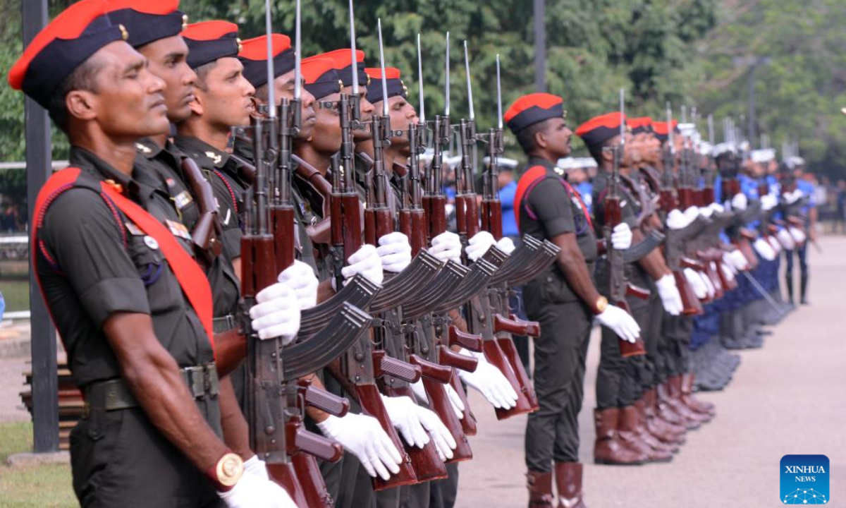 The Independence Day parade rehearsal is held in Colombo, Sri Lanka, Jan. 29, 2025. Sri Lanka will celebrate its 77th Independence Day on Feb 4. Photo:Xinhua