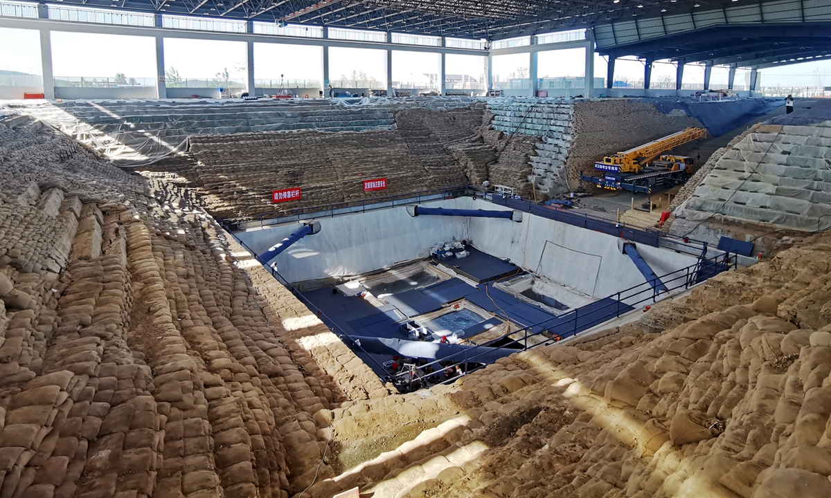 The excavation site of the Wuwangdun tomb Photo:VCG