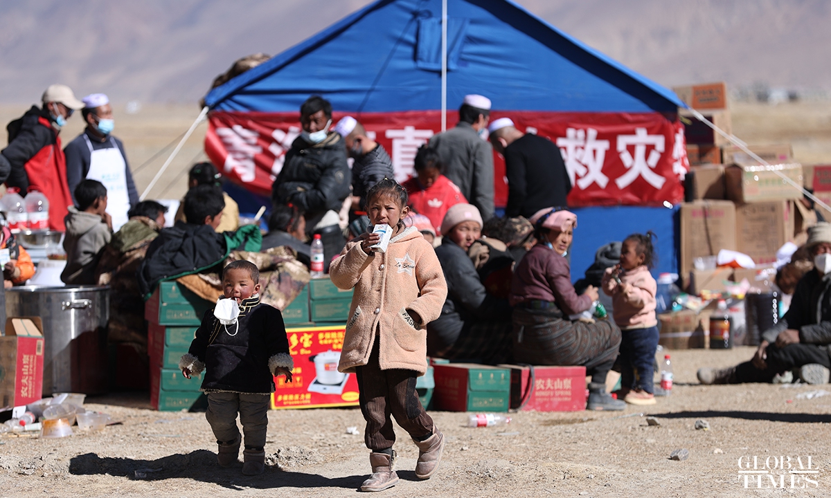 Earthquake relief supplies including food, beverages, and essential daily necessities are being continuously sent to the epicenter Tsogo Township of Dingri County in Southwest China's Xizang Autonomous Region on January 9, 2025.   Photo: Cui Meng/GT