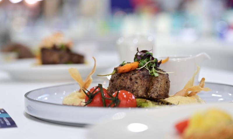 Foods are displayed during the HORECA Kuwait 2025 exhibition in Hawalli Governorate, Kuwait, Jan. 14, 2025.

The exhibition was launched here on Tuesday to promote food service and tourism industry. (Photo by Asad/Xinhua)