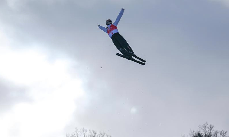 Xu Mengtao of China competes during the Freestyle Skiing women's aerials final match at the 9th Asian Winter Games in Yabuli, northeast China's Heilongjiang Province, Feb. 9, 2025. (Xinhua/Yang Chenguang)