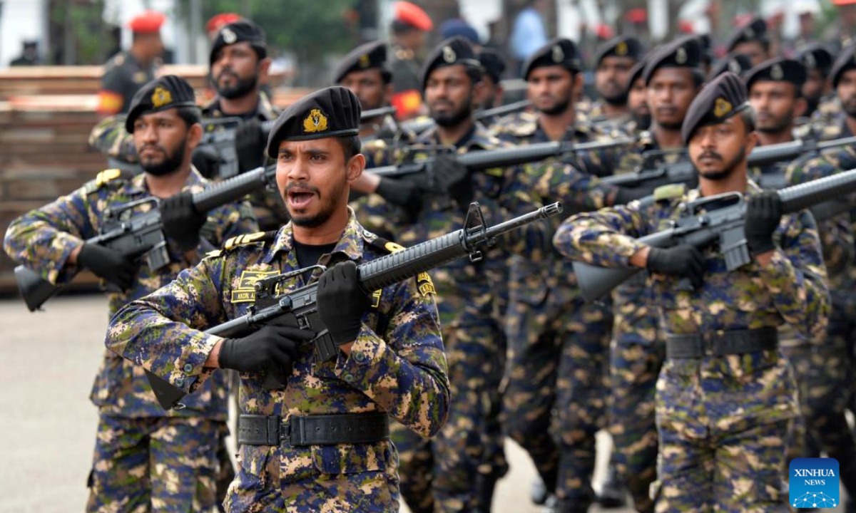 The Independence Day parade rehearsal is held in Colombo, Sri Lanka, Jan. 29, 2025. Sri Lanka will celebrate its 77th Independence Day on Feb 4. Photo:Xinhua