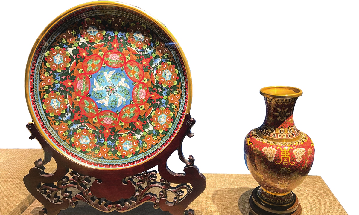 Two cloisonne works at the BACM Photo: Wu Jie/GT 