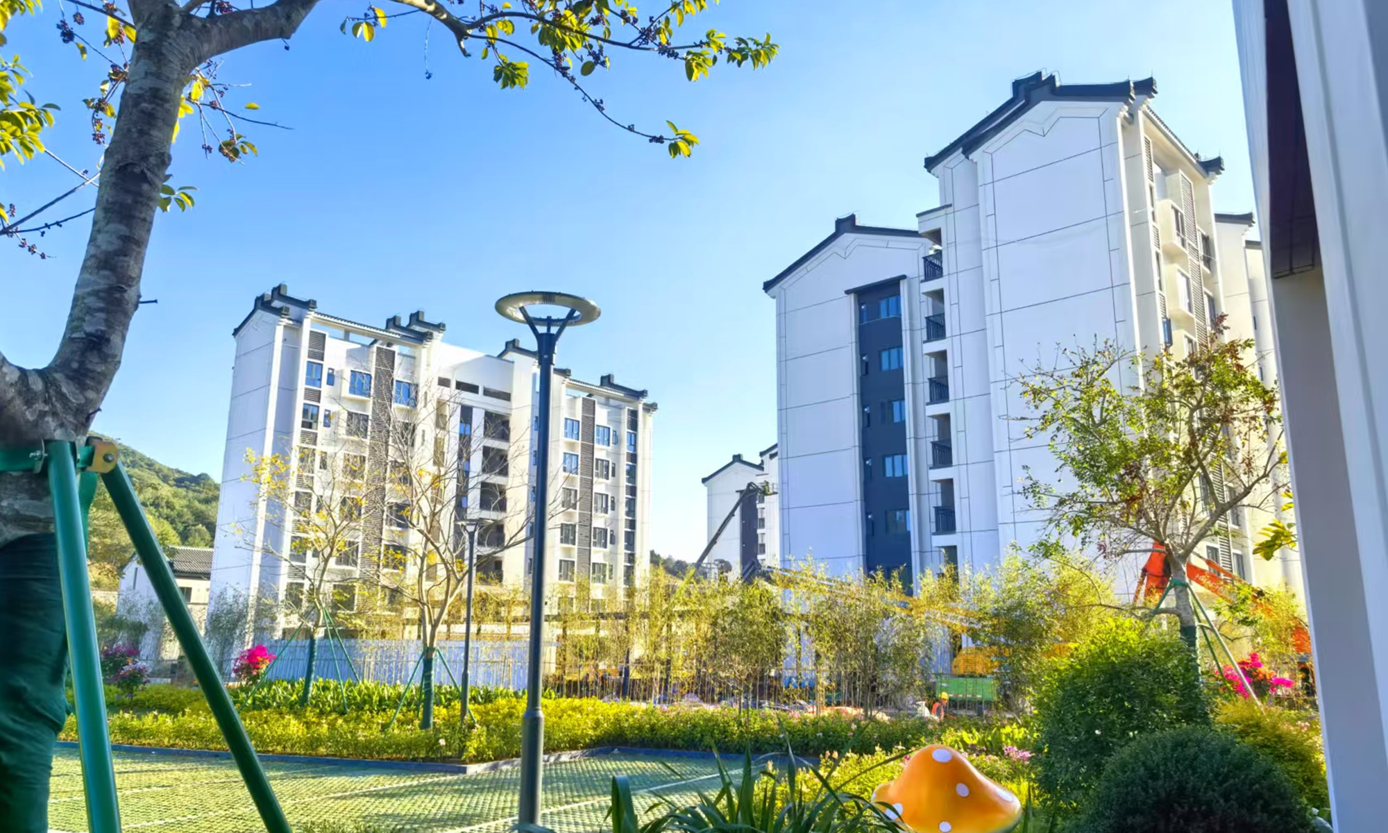 Newly built apartment buildings for flood-stricken people in Meizhou, South China's Guangdong Province are put into use in January 2025. Photo: Courtesy of Diao Shangdong