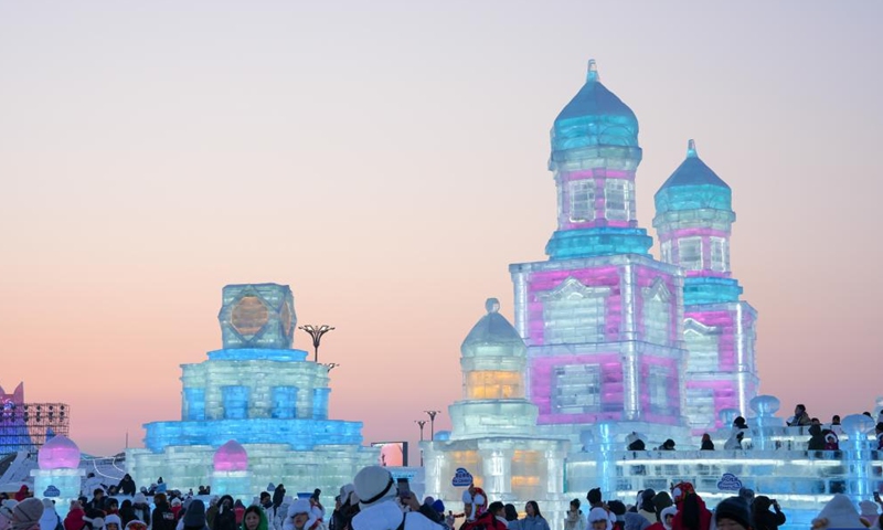 People visit the Harbin Ice-Snow World in Harbin, northeast China's Heilongjiang Province, Jan. 23, 2025.

As of 10 p.m. Sunday, the bustling Harbin Ice-Snow World had received more than 2 million visitors since it opened on Dec. 21, 2024.

As the city's iconic landmark, the Harbin Ice-Snow World, with this year's edition, the largest in its history, boasts 1 million square meters, up from last year's 800,000 square meters. More than 300,000 cubic meters of ice and snow were used in its construction. (Xinhua/Wang Jianwei)