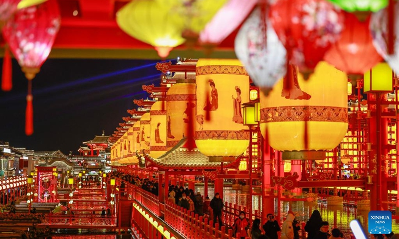 Tourists visit a cultural tourism area in Fengnan District of Tangshan City, north China's Hebei Province, Jan. 29, 2025. Various events were held across China on Wednesday to celebrate the Spring Festival. Photo: Xinhua