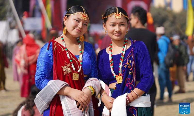 Girls in traditional attire from the Tamang community participate in a celebration of the Sonam Lhosar festival in Kathmandu, Nepal, Jan. 30, 2025. Sonam Lhosar is observed as the lunar new year by the Tamang community, an ethnic indigenous group living in Nepal. Photo: Xinhua