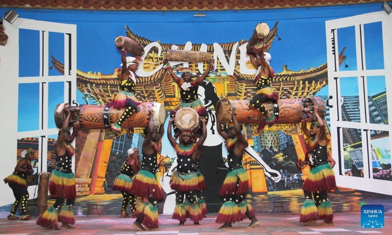 Local artists perform traditional Beninese dance during a Spring Festival gala at the Chinese Cultural Center in Cotonou, Benin, Jan. 25, 2025. The 2025 Happy Chinese New Year celebrations kicked off here recently, which will last till Feb. 12. Photo: Xinhua